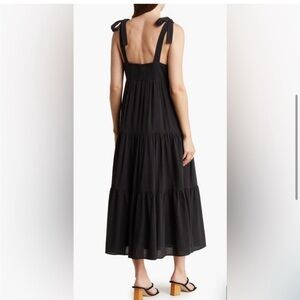 Madewell- Black tie-strap midi dress size Large